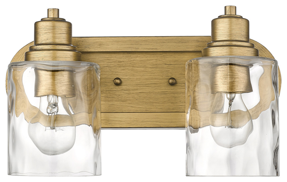 Lumley Antique Gold 2-Light Bath Vanity With Clear Optic glass
