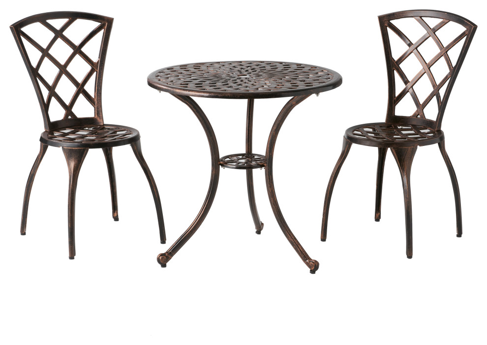 GDF Studio Glenbrook 3 Piece Cast Aluminum Bistro Set - Transitional ...