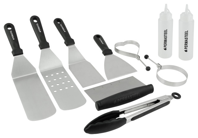 Permasteel Griddle Accessories Kit, 10 Piece Set in Black and Stainless Steel