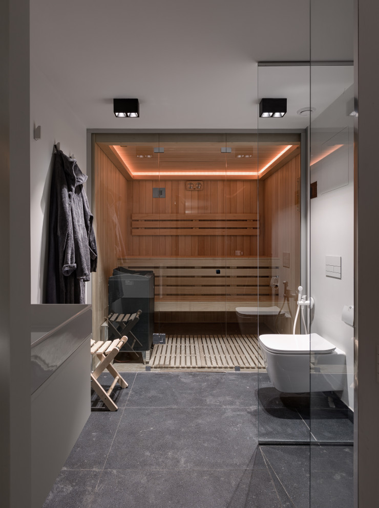 Stylish monochromatic white penthouse