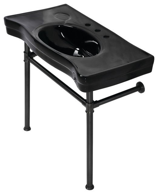 Imperial Console Sink Basin,Stainless Steel Leg, Black/Oil Rubbed