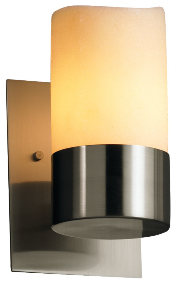 Cylinder with Metal Rim Faux Candle Shade in Cream Era 2-Light Bath Bar LED Dark Bronze Finish CandleAria