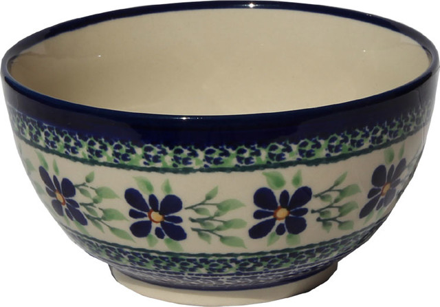 Polish Pottery  Ice Cream/Cereal Bowl, Pattern Number: DU121