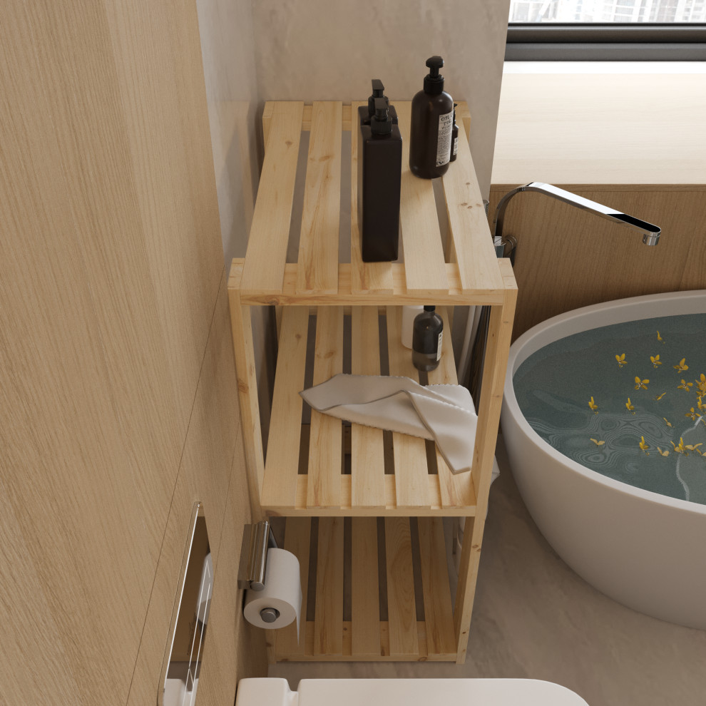 Стеллаж деревянный  БОР 1 в ванной