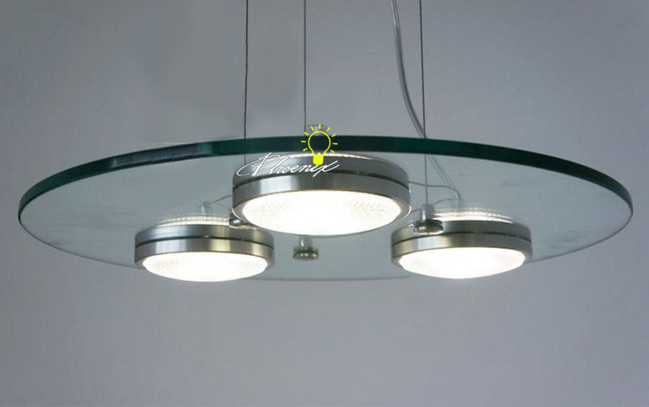 Modern Round Glass LED Pendant Lighting in Chrome Finish