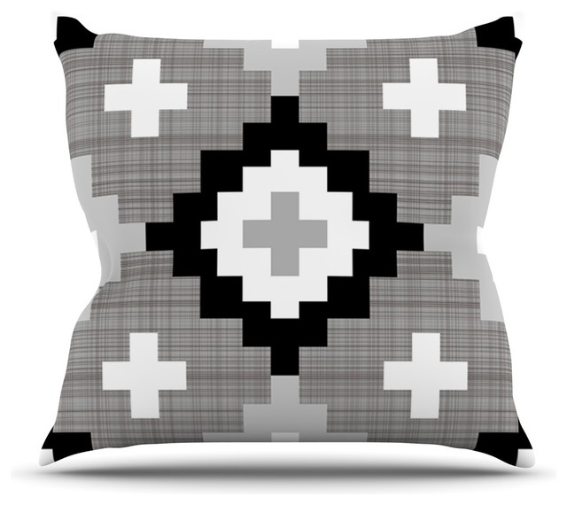 Pellerina Design "Linen Moroccan" Gray Geometric Throw Pillow, 20"x20"
