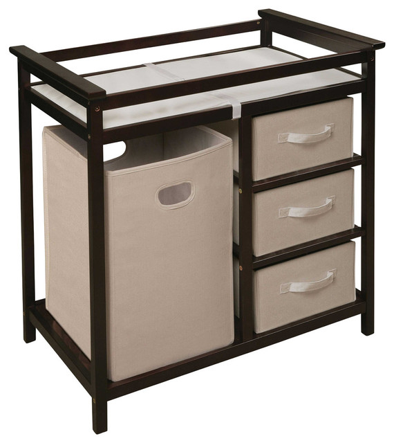 Badger Basket Co Espresso Modern Changing Table With 3 Baskets and