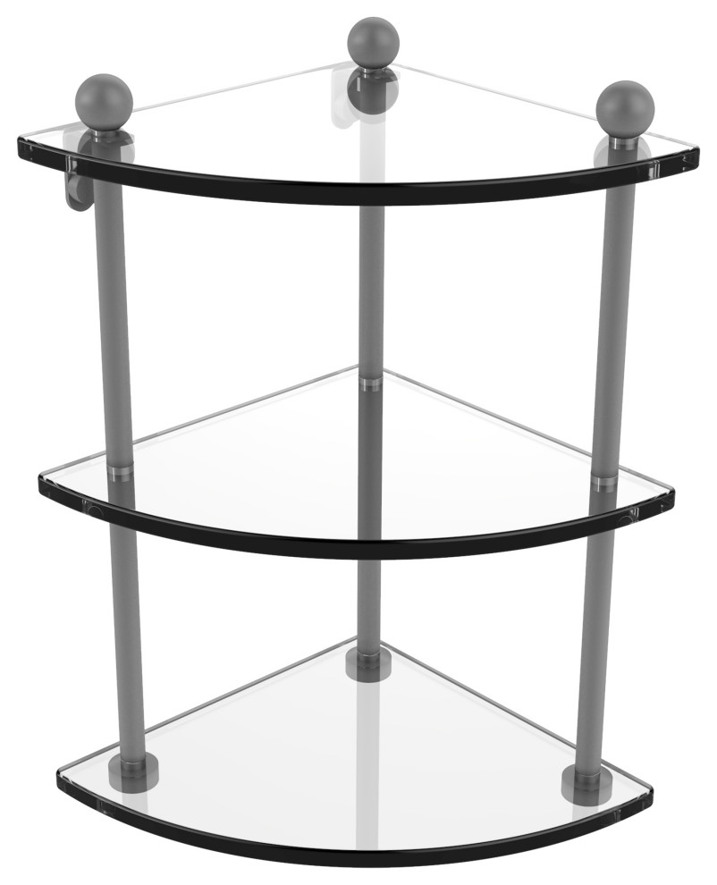 ThreeTier Corner Glass Shelf Contemporary Bathroom Shelves by