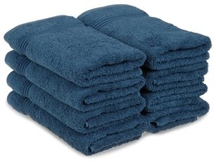 100% Cotton 8-Piece Hand Towel Set, Sapphire