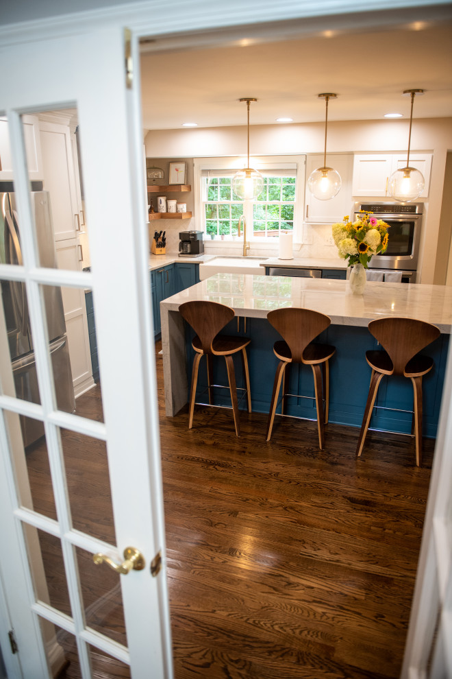 Kitchen with Stunning Waterfall Island