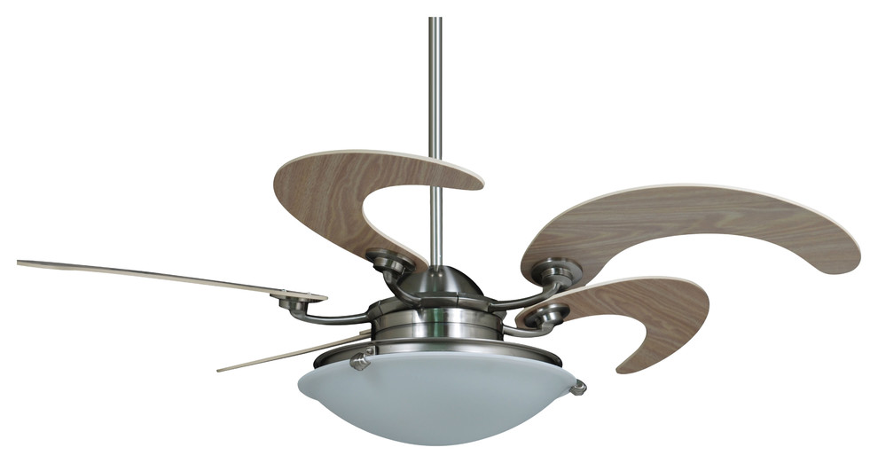 Vento Sole Indoor Brushed Nickel Ceiling Fan 5 Blade White Oak