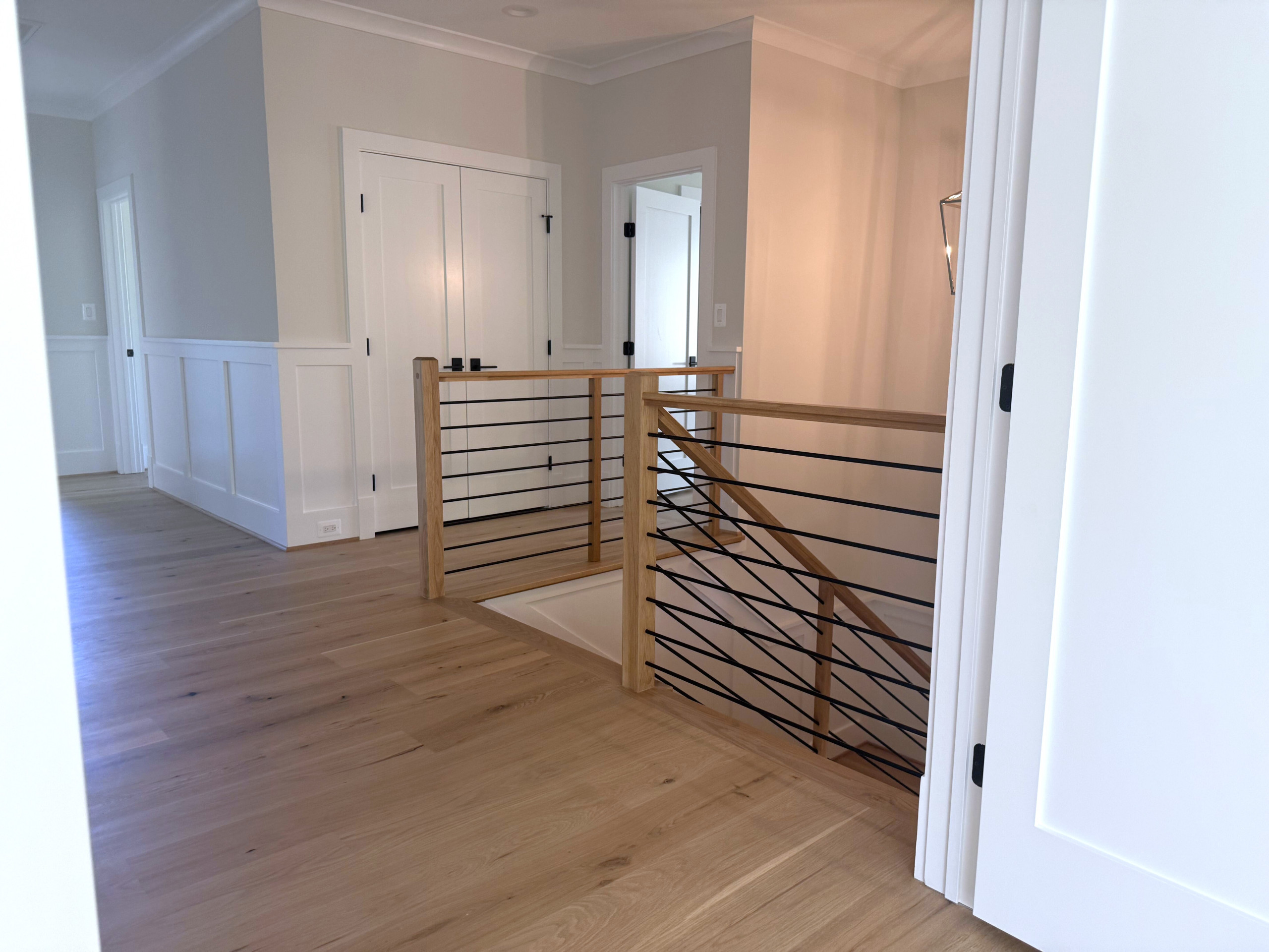 140_Modern White Oak Stair with Horizontal Bar Rail, Falls Church, VA 22043