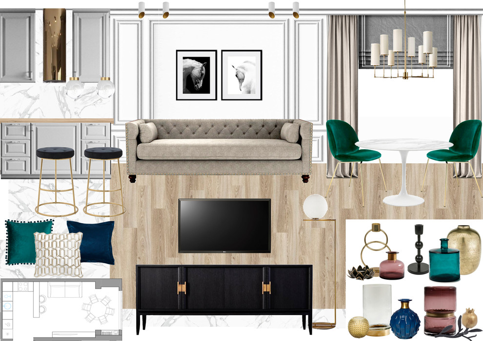 Коллажи к проекту для большой семьи в стиле современной классики