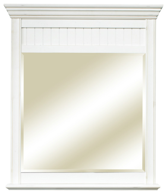 Cottage Retreat Mirror, Antique White Traditional Bathroom Mirrors