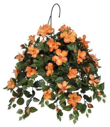 TWO 29" Hanging Hibiscus Artificial Flower Silk Plant OR 