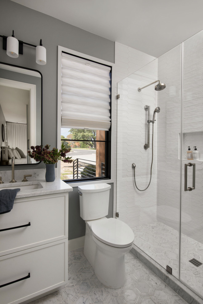 Example of a transitional bathroom design in Austin