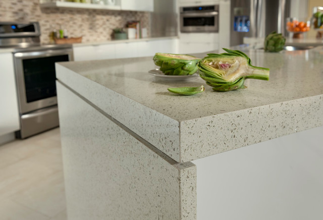 White Birch Geos Recycled Glass Surface Kitchen Contemporary