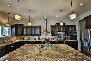 River Bordeaux Granite Counter Tops - Traditional - Kitchen ...