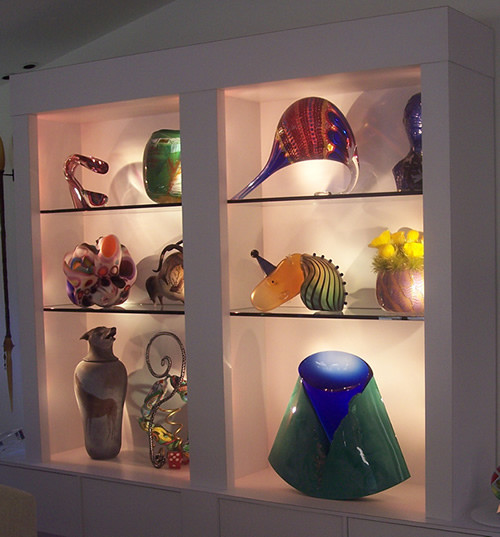 Glass Art Display Case with Xenon Light Strip Contemporary Dallas