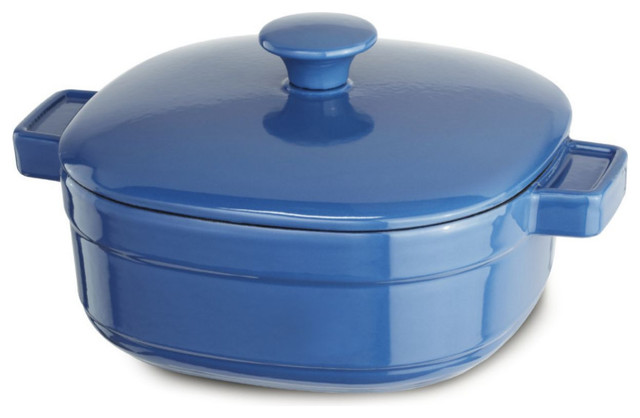KitchenAid KCLI30CRNB Spring Blue Cast Iron 3-Quart Casserole Dish with Lid
