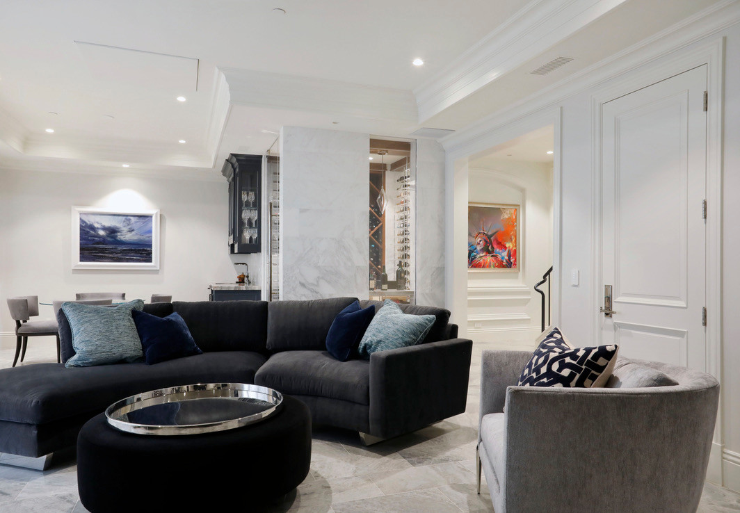 Luxurious Finished Basement Wine Cellar and Media Room