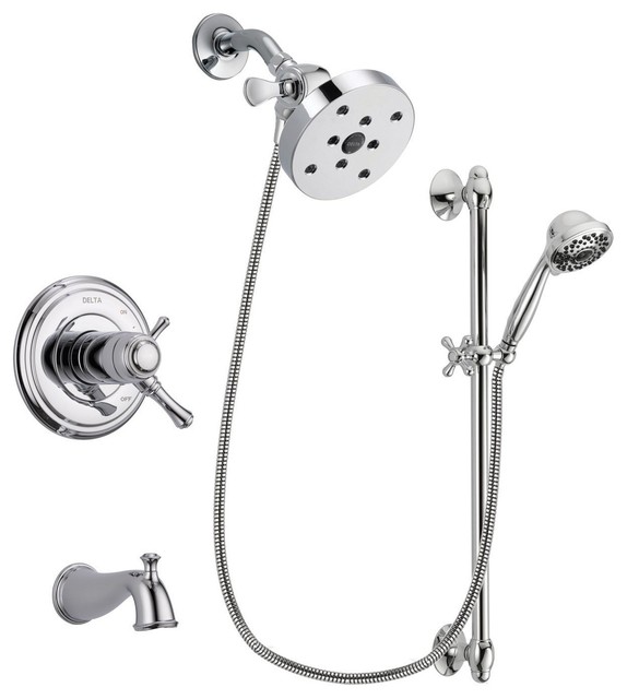 Delta Cassidy Chrome Tub and Shower Faucet System With Hand Shower DSP0671V  - Transitional - Tub And Shower Faucet Sets - by FaucetList, Inc.