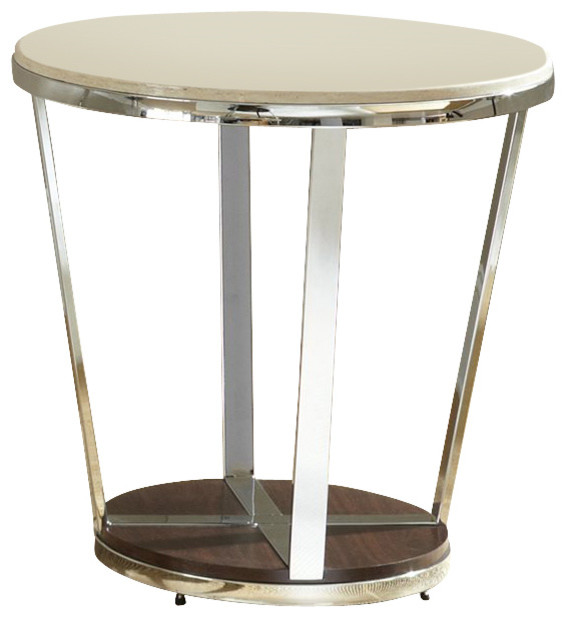 Steve Silver Company Bosco Faux Marble Round End Table in Espresso