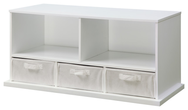 Shelf Storage Cubby With Three Baskets, White