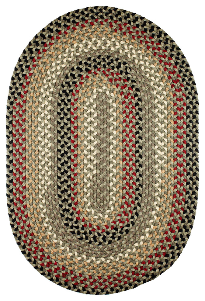 Santa Maria Traditional Braided Rug Forest Green 5'x8' Oval