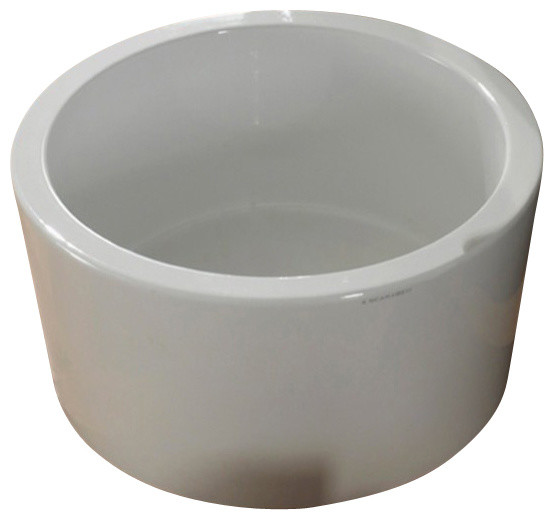 Round White Ceramic Vessel Sink, No Hole
