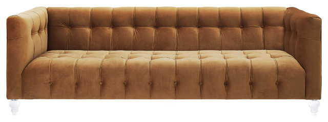 Bea Cognac Velvet Sofa