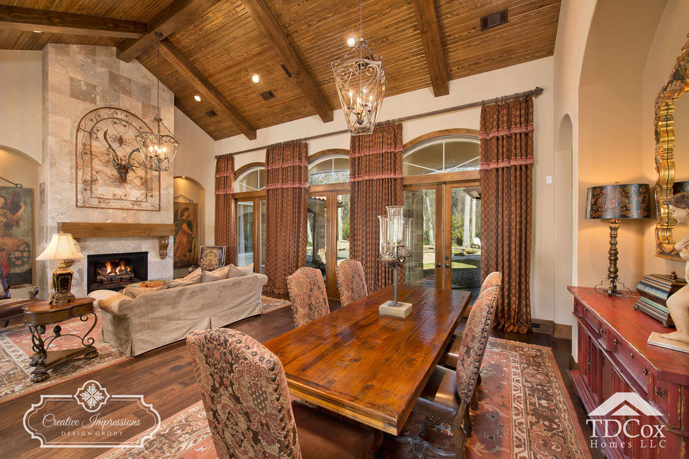 Example of a mountain style dining room design in Houston