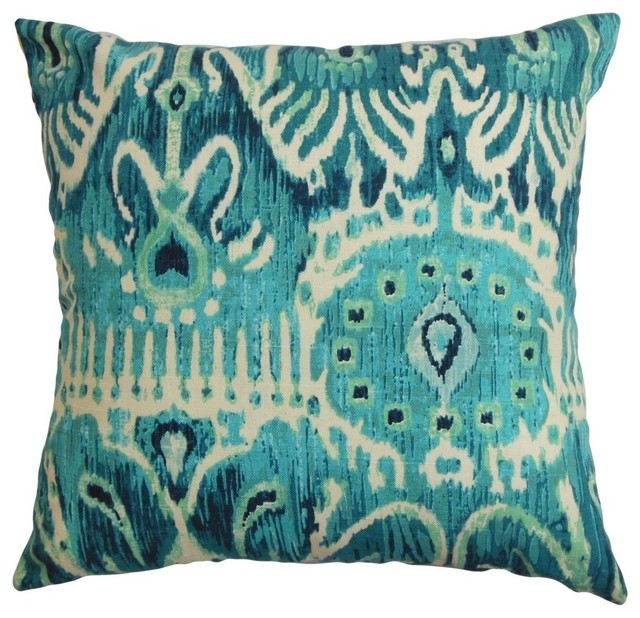 Haestingas Ikat Pillow Blue Mediterranean Decorative Pillows