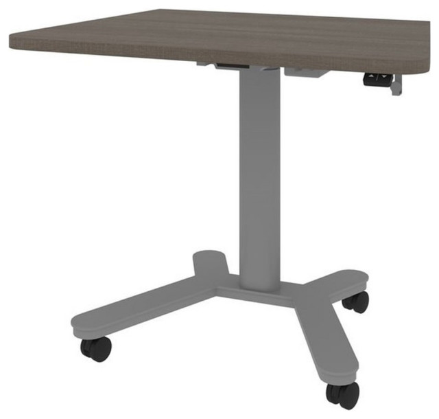 Bestar Universel 36" x 24" Engineered Wood Standing Desk w/Casters in Bark Gray