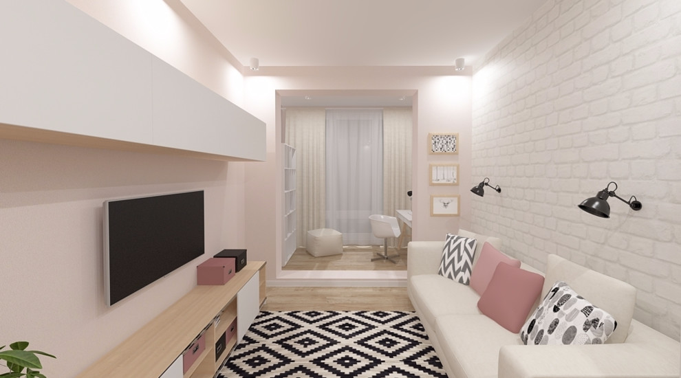 Интерьер подростковой комнаты в скандинавском стиле, 16,31 кв.м.