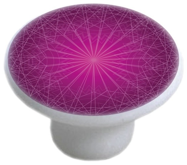 Purple Geometric Print Ceramic Drawer Knob And Drawer