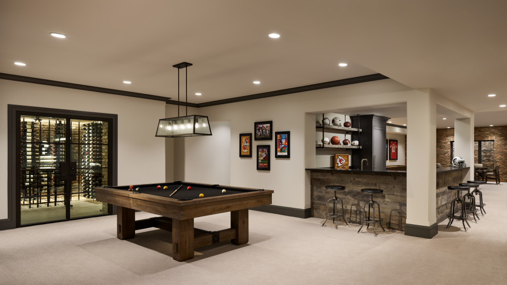 Inspiration for a country basement in Chicago.