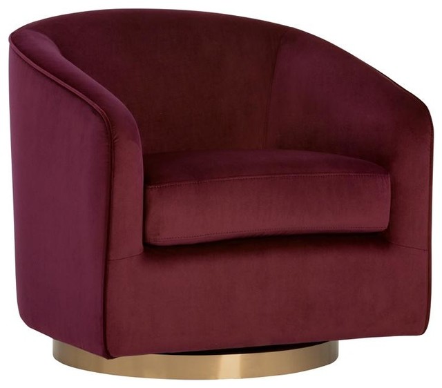 Tishie Swivel Chair Burgundy Sky Fabric Contemporary Armchairs And Accent Chairs By Rustic Home Furnishings Houzz