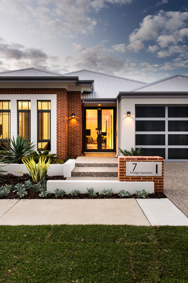 This is an example of a contemporary front door in Perth with a double front door and a black front door.