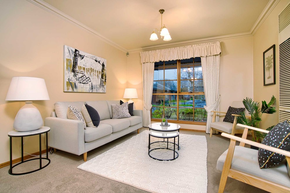 Photo of a scandinavian living room in Geelong.