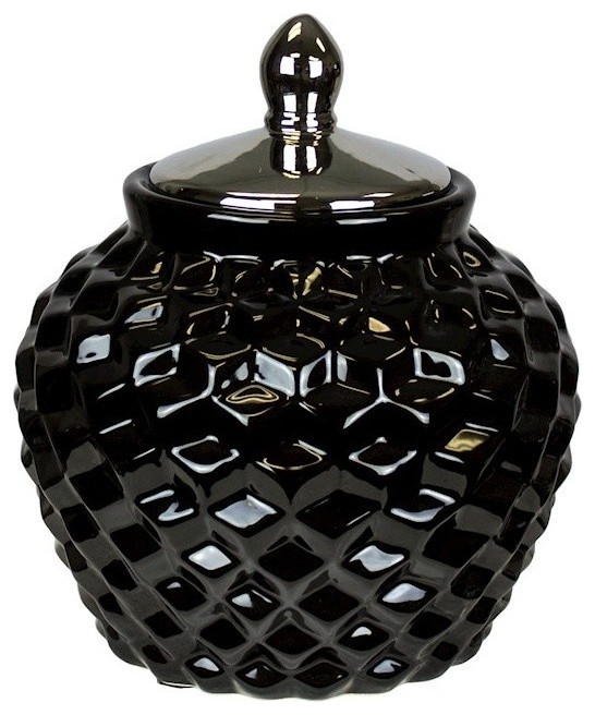 Sagebrook Home 8" Decorative Lidded Jar, Black, 8"x8"x9" - Contemporary ...
