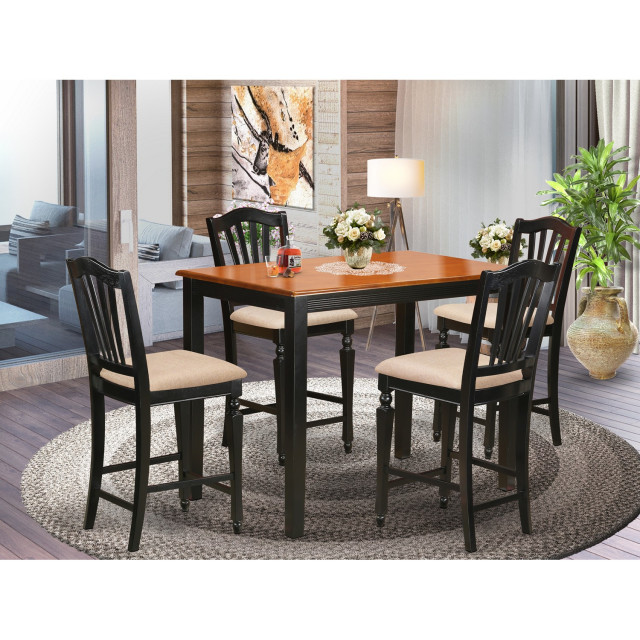 3 Pc Dining Counter Height Set -Pub Table And 2 Kitchen Dining Chairs - Traditional - Dining ...