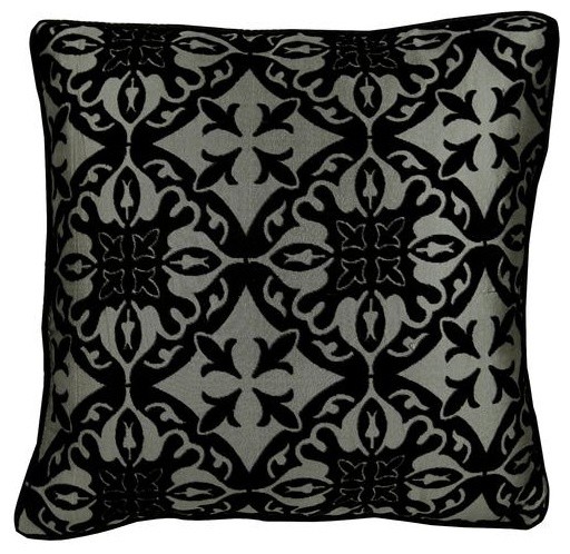 Black Throw Pillow Cover Burnout Velvet Damask Tribal Velvet