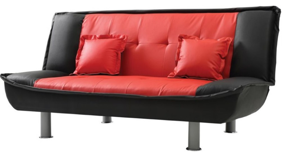 Glory Furniture Lionel Faux Leather Sleeper Sofa in Black