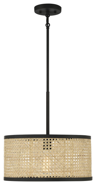 Trade Winds Remy 1-Light Pendant in Natural Cane with Matte Black