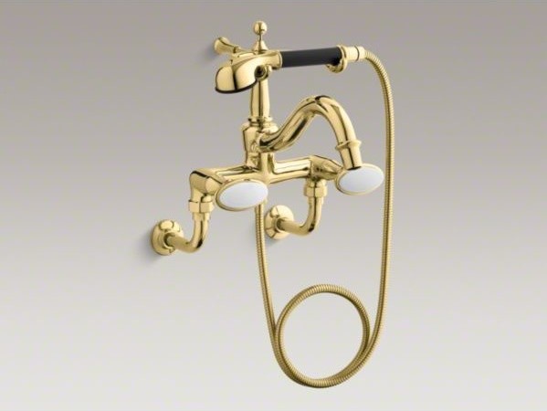 KOHLER Antique floor- or wall-mount bath faucet with oval handles and handshower