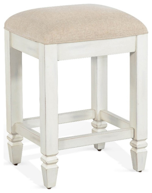 Sunny Designs Pasadena 24"H Mahogany Counter Stool in Off White/Light Brown