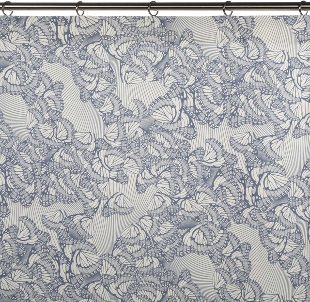Gathered Curtain Butterfly White And Gray Contemporary