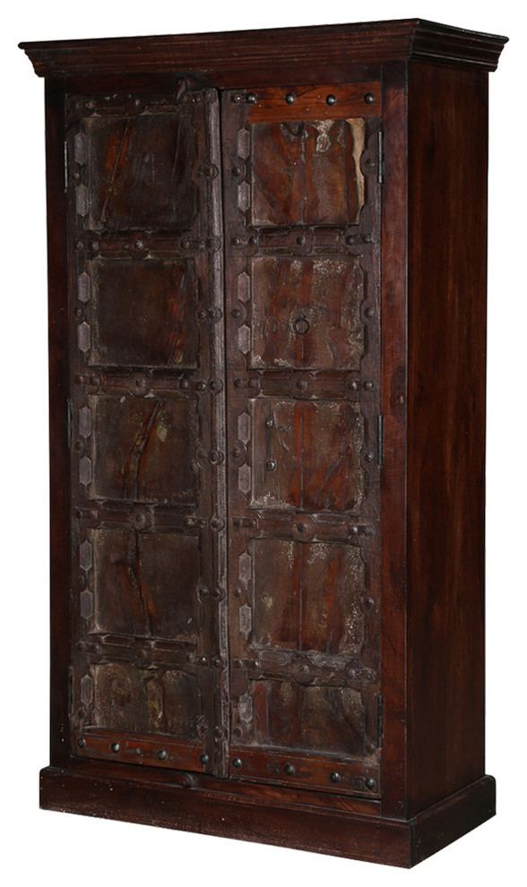 Duval Rustic Reclaimed Wood Storage Armoire With Shelves Traditional Armoires And