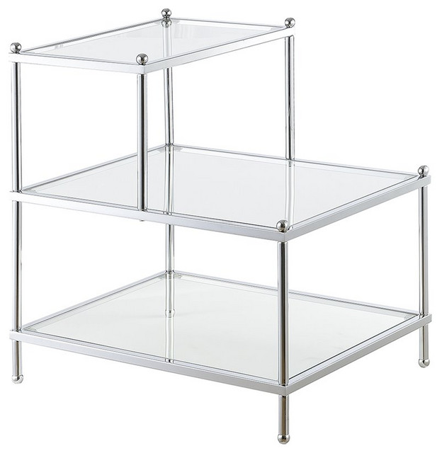 Convenience Concepts Royal Crest Top Step End Table in Clear Glass and ...